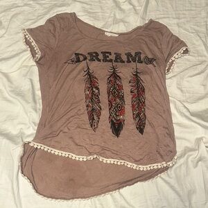 Blu Planet Dream Feather Tee - Brown